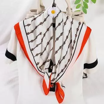 Satin Neckerchief Bag Strap Stripe Small Shawls Korean Hijab 70cm Square Scarfs Women Neck Scarves зелёный
