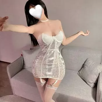 Satin premium purple abstinence sexy lingerie lace neck hip skirt average size