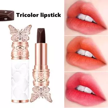 Сатиновая помада-триколор с эффектом удержания цвета, водостойкая, стойкая, жидкая помада-тинт, увлажняющий оттеночный тинт для губ, подарок