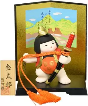 Satsuki Doll Festival Mini Compact Palm Size Ceramic Tachi Mochi Kintaro [Akimine] Boy s