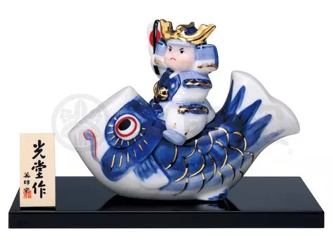 Кукла Сацуки, сделанная в Японии, окрашенная керамика, карп Nishiki, серпантин, генерал [печь Якуши]
