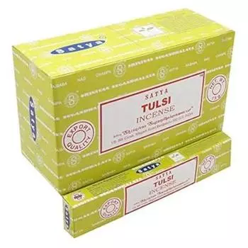 Satya Ароматические палочки TULSI Agarbatti 180 грамм коробка | 12 упаковок по 15 грамм в коробке | Экспортное качество