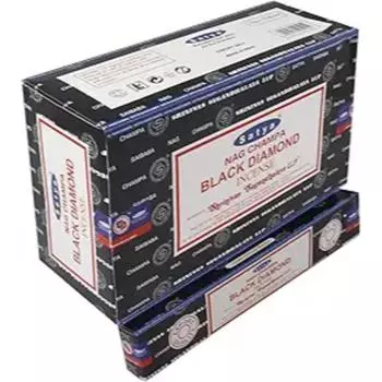 Ароматические палочки Satya Nag Champa Black Diamond Agarbatti, коробка 180 грамм | 12 упаковок по 15 грамм в коробке | Экспортное качество коричневый