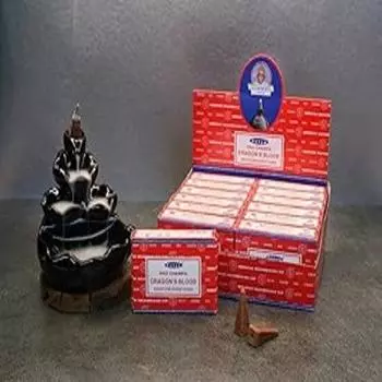 Satya Nag Champa Dragon s Blood Backflow Благовония Конусы для водопада Inscent Ароматический Insent Smoke Fountain Haze Falls and Mat Bundle - упаковка из 12 коричневый