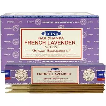 Satya Nag Champa Французские лавандовые благовония Agarbatti 180 грамм коробка | 12 упаковок по 15 грамм каждая в коробке | Экспортное качество коричневый