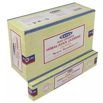 Ароматические палочки Satya Nag Champa Himalayan Jasmine Agarbatti, коробка 180 грамм | 12 упаковок по 15 грамм в коробке | Экспортное качество коричневый