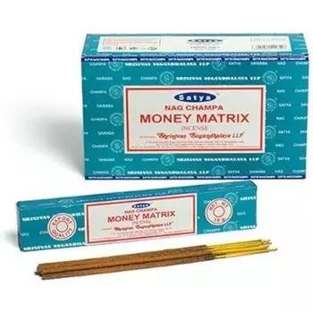 Satya Ароматические палочки Nag Champa MONEY METRIX Agarbatti 180 граммов в коробке | 12 упаковок по 15 граммов в коробке | Экспортное качество коричневый