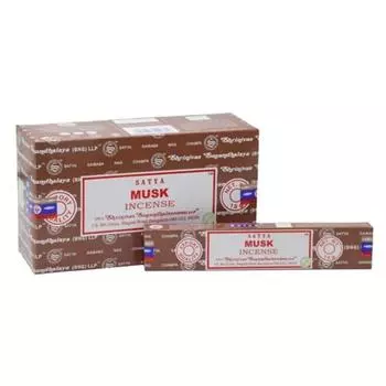 Satya Nag Champa Musk Incense Sticks Agarbatti 180 Grams Box | 12 Packs of 15 Grams Each in a Box | Export Quality 180 GM коричневый