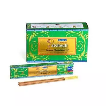 Satya Nag Champa Natural Patchouli Благовония палочки Agarbatti 180 грамм коробка | 12 упаковок по 15 грамм каждая в коробке | Экспортное качество коричневый