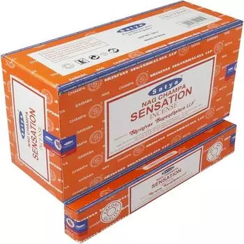 Satya Nag Champa Sensation Incense Sticks Agarbatti 180 Grams Box | 12 Packs of 15 Grams Each in a Box | Export Quality коричневый
