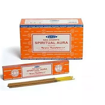 Satya Ароматические палочки Nag Champa Spiritual Aura Agarbatti 180 граммов в коробке | 12 упаковок по 15 граммов в коробке | Экспортное качество коричневый