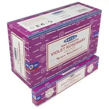 Satya Nag Champa Violet Rosemary Ароматические палочки Agarbatti 180 граммов в коробке | 12 упаковок по 15 граммов в коробке | Экспортное качество коричневый