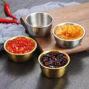Sauce Dipping Bowl 304 Stainless Steel Dipping Cups Round Sauce Dishes 50/60Ml Mini Reusable Seasoning Cups Dipping Cups 60ml золотой