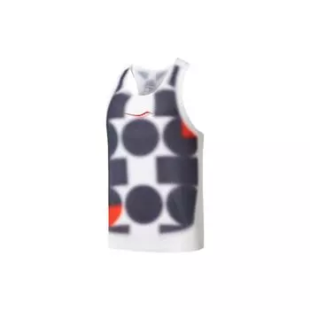 Saucony American Geometric Antibacterial Sports Marathon Running Racing Lightweight Crew Neck Sleeveless Vest Men Vests White SC2239057-2 XL
