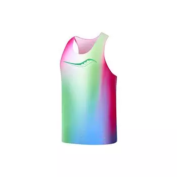 Saucony Color Block Lightweight Running Tank Top Men Tops Vibrant-Green Pink SC2239083A-PR21 2XL