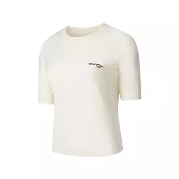 Saucony Minimalist Comfortable Round Neck Short Sleeve Raglan T-Shirt Women Tops Oatmeal-White SA1259ST51L-WT030 XS