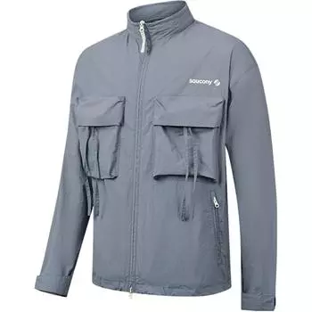 Saucony Natural Echo Куртка Модная Мягкая Универсальная Куртка с Воротником-стойкой Унисекс Сине-серая SA3259WJ43O-GR249 S
