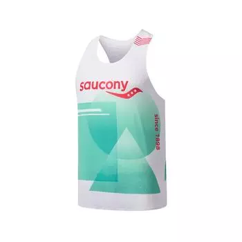 Saucony Racing Series Удобная Мягкая Облегающая Легкая Майка Мужские Топы Геометрический-Озерно-Голубой SA2250TK63T-PR227 XL