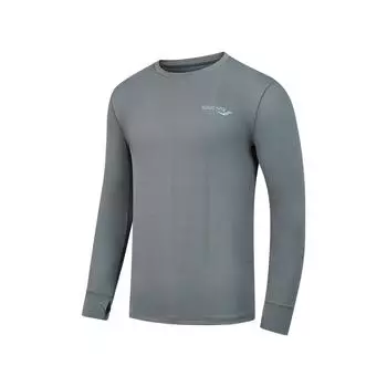 Saucony Solid Color Casual Running Training Crew Neck Fitted Long Sleeve T-Shirt Men Tops Light-Gray SC2240018C-MG31 S