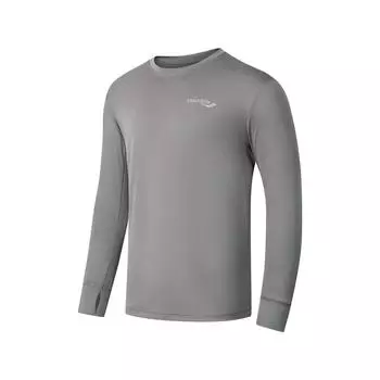 Saucony Solid Color Versatile Casual Running Training Soft Slim Fit Crew Neck Long Sleeve T-Shirt Men Tops Light-Gray SC2240018B-MG31 2XL