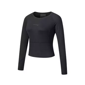 Saucony Sports Lifestyle Series Solid Color Raglan Comfortable Versatile Casual Slim Fit Long Sleeve T-Shirt Women T-Shirt Black SC1240092A-BK01 L