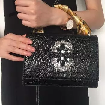 Саудовская Аравия Женщины Любят Кристалл Сумка Элегантная Модная Дамская Сумка Через Плечо Горячая Ins Клатч Кошелек Крокодиловая Сумка чёрный