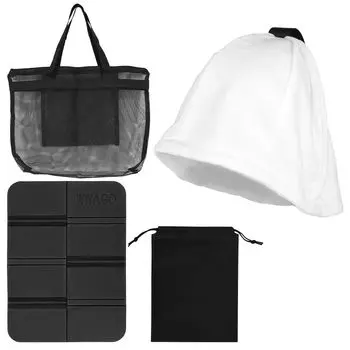 Сауна 3 шт. полотенце для сауны Hot Flash Scalp Sakai Set, шапка, коврик, сумочка, ткань, профилактика, защита, унисекс, (белый)