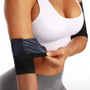 Sauna Exercise Arm Band PU Coating Female Arm Sweat Bands Running Fat Burning Protection L темно-синий