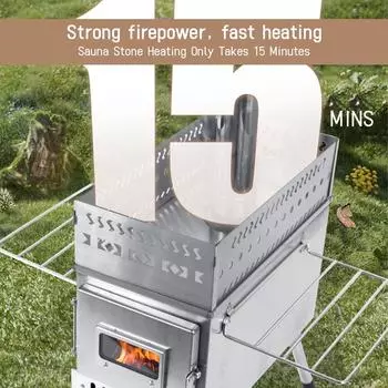 Сауна-печь дровяная печь для сауны для пикника, палатка для кемпинга, складная портативная портативная печь с окном S