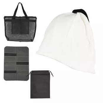 Сауна шапка складной коврик сетчатый мешок 3 шт набор защита кожи головы унисекс Sakai новичок (белый) белый