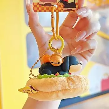 Sausage Dog Jinnew Burger Bun Plush Keychain Pendant With Magnetic Attraction