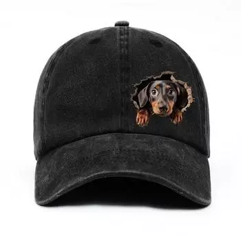 Sausage dog probe hole baseball cap lightweight men s and women s print design cartoon style street novelty