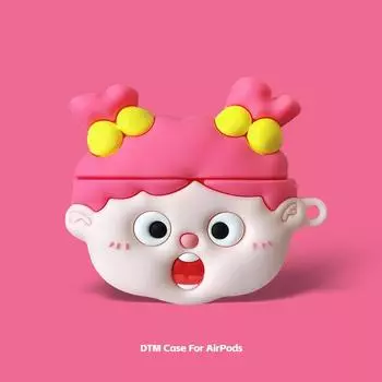 Sausage Mouth 3 Second Generation and Third Generation Airpodspro Wireless Bluetooth Earbuds Case 4 Generation 5 Generation Silicone Drop-Resistant AirPods 1/2 Generation Surprised expression girl]