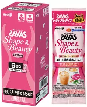 SAVAS Shape Beauty Milk Tea Flavor Trial Type x 6 пакетиков Protein Soy Meiji & 10,5 г