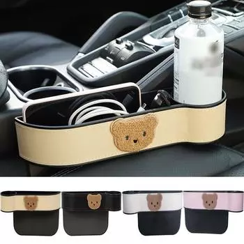 Save Space Car Seat Gap Filler with Cup Holder Armrest Organizer Car Interior Supplies Black-Right