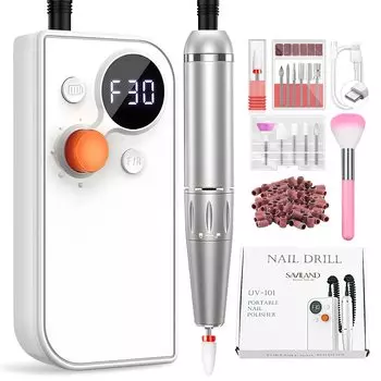 Saviland Electric Nail Machine 30000RPM аккумуляторная дрель для акриловых ногтей профессиональная беспроводная электрическая пилка для ногтей с 12 насадками для сверления ногтей