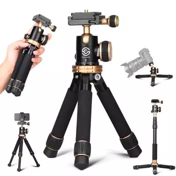 Say good Portable mini height aluminum alloy tabletop tripod 360 degree ball suitable for SLR cameras and video Maximum load capacity 3kg tripod,