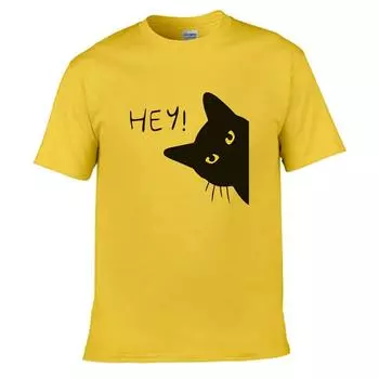 Say Hey Cat Pattern Printing Мужчины Женщины Футболка с принтом Уличная одежда Модные топы Спортивная одежда XS