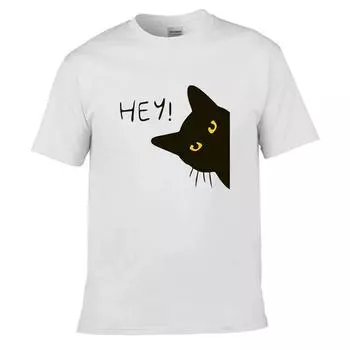 Say Hey Cat Pattern Printing Women Unisex Print T-shirt Streetwear Fashion Tops Sportswear 4XL белый