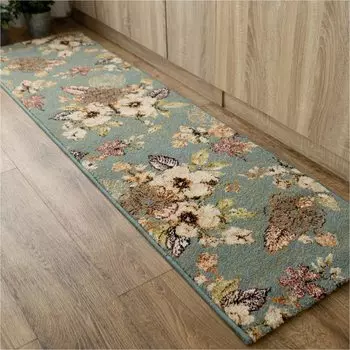 sayang sayan Коврик для кухни с цветочным узором Fleur 50x240 Blue Wilton Weave Rug синий