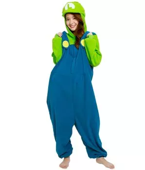 SAZAC Character Fleece Kigurumi Super Mario Luigi