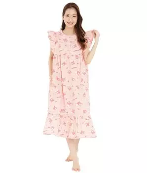 SAZAC SAN1482 Check My Melody Frill One Piece Short Sleeve Pijama Wear Room Wear mymelody Sanrio Free Size Womens Apricot/ML
