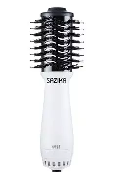 SAZIKA Фен для завивки волос, фен для завивки волос, мини, увеличение объема, отрицательные ионы, роликовая щетка, укладка во время сушки, маленький и простой в использовании, сильный ветер, белый