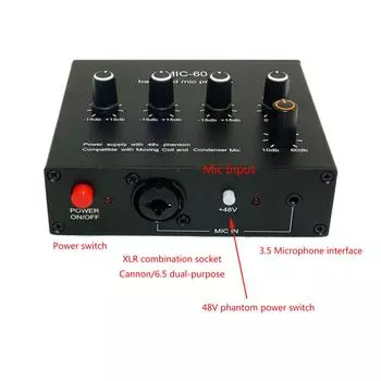 Сбалансированный динамический усилитель микрофона. Усилитель четкого и чувствительного звука. Идеально подходит для прямых трансляций, записи и обучения. C