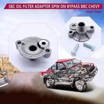 SBC-адаптер масляного фильтра с байпасом BBC Chevy 283 305 327 350 383 396 427 454 серебряный