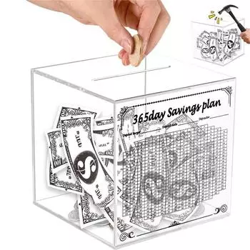 Сберегательный ящик для денег, цифровой банк для взрослых, прозрачный акриловый ящик для денег, денежный банк должен Brea One Size белый