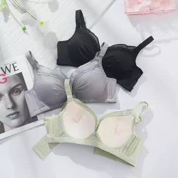 Сбор поддержки без стального кольца Тонкая чашка Нижнее белье Женское кружево Сексуальная дышащая коллекция груди для регулировки типа бюстгальтера для девочек-подростков 34# чёрный