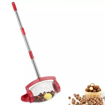 Сборщик орехов Подвесная удлиненная ручка Толстый столб из нержавеющей стали Экономия труда с сумкой для хранения Большой катящийся сборщик грецких орехов Садовый сборщик орехов серебряный