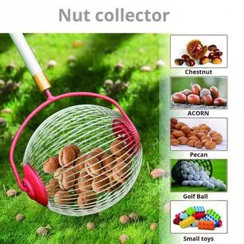 Сборщик орехов Верхний ролик с сумкой для хранения Регулируемая конструкция ручки Сбор без повреждений Пекан L