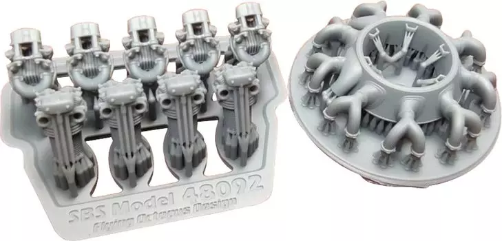 SBS Model Bristol Bulldog Engine Upgrade with Rocker Cover Пластиковые детали модели SBM48092 1/48 (для Airfix)